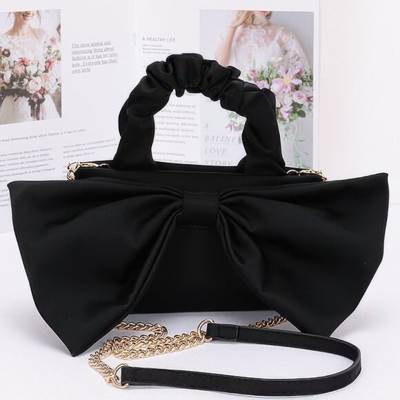 Nylon Top Handle Bag With Bow Front Clutch - Picture 5 of 12